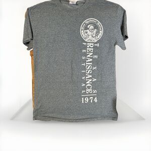 Medium TX Renaissance Festival 1974 Lift Up Your Cares Unisex  Charcoal  T Shirt